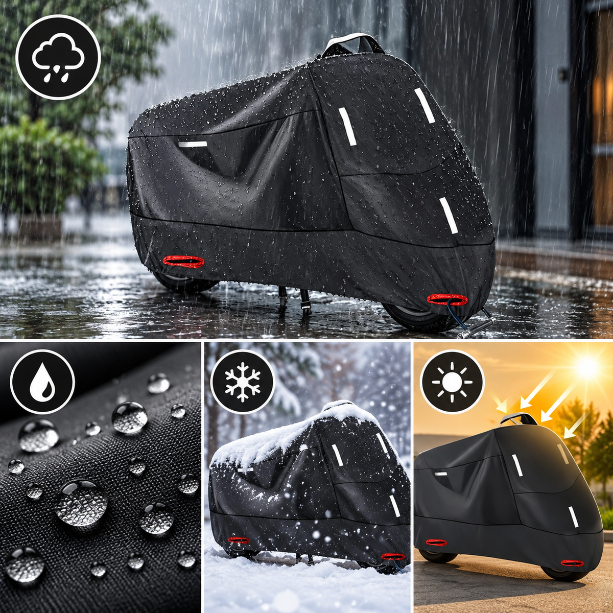 Motorradabdeckung Oxford-Gewebe mit Reflexstreifen