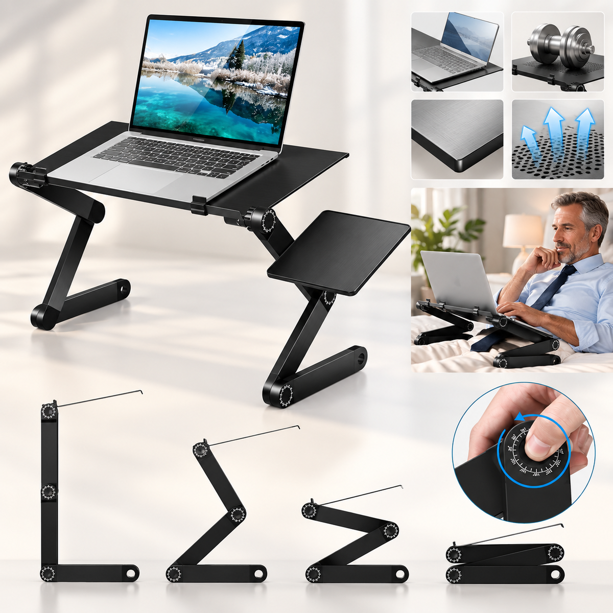 Laptopständer 360° höhenverstellbar mit Kühlung