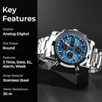 Digital-Armbanduhr mit Multifunktionsdisplay