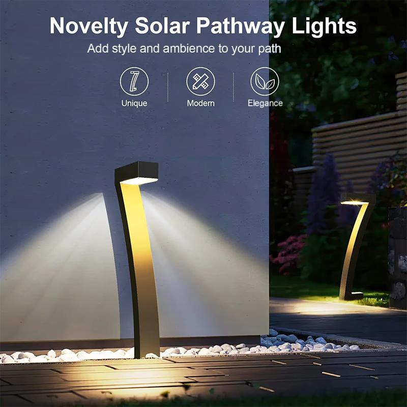 Solar-Wegeleuchte Z-Form 46 cm Schwarz – Warmweiss 3500K