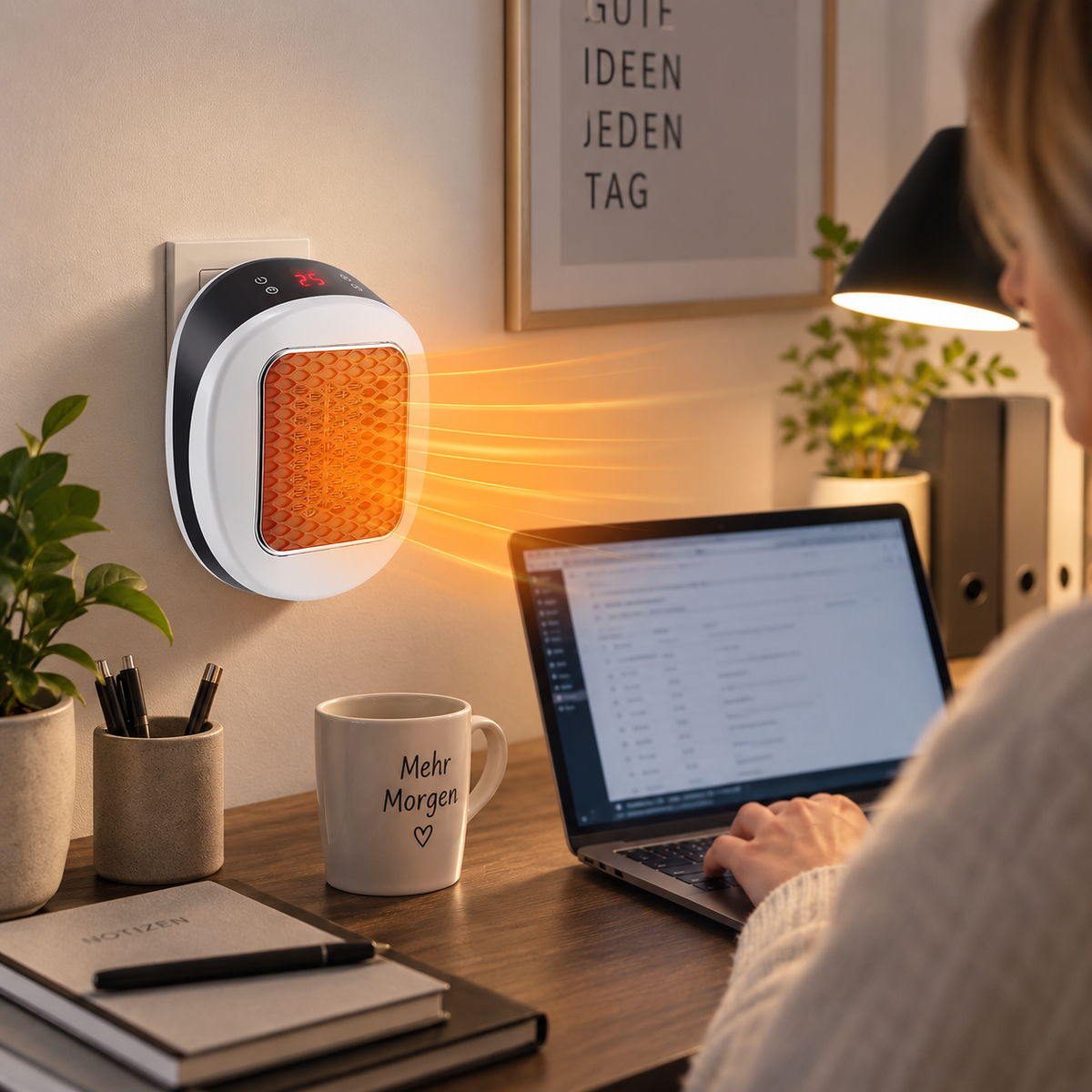 Mini-Heizlüfter 600 W mit Fernbedienung und Thermostat