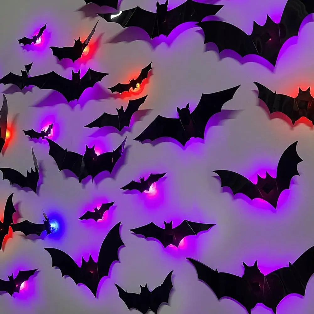 LED Fledermaus Deko 12-teilig mit 3D-Effekt