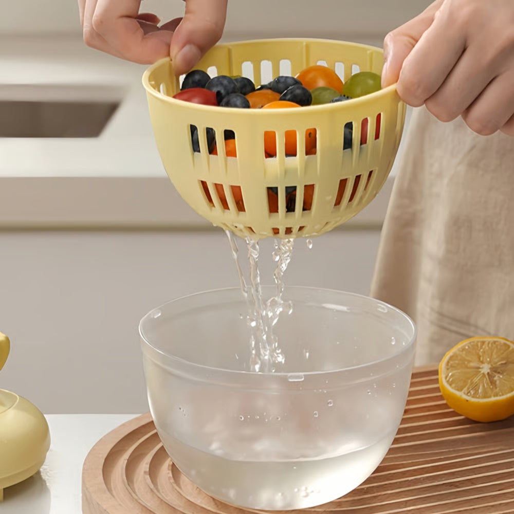 Salatschleuder mit Aufbewahrung – 3-in-1-Funktion
