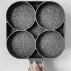 Omelett-Pfanne 4 Mulden mit Antihaftbeschichtung – Aluminium Edelstahl