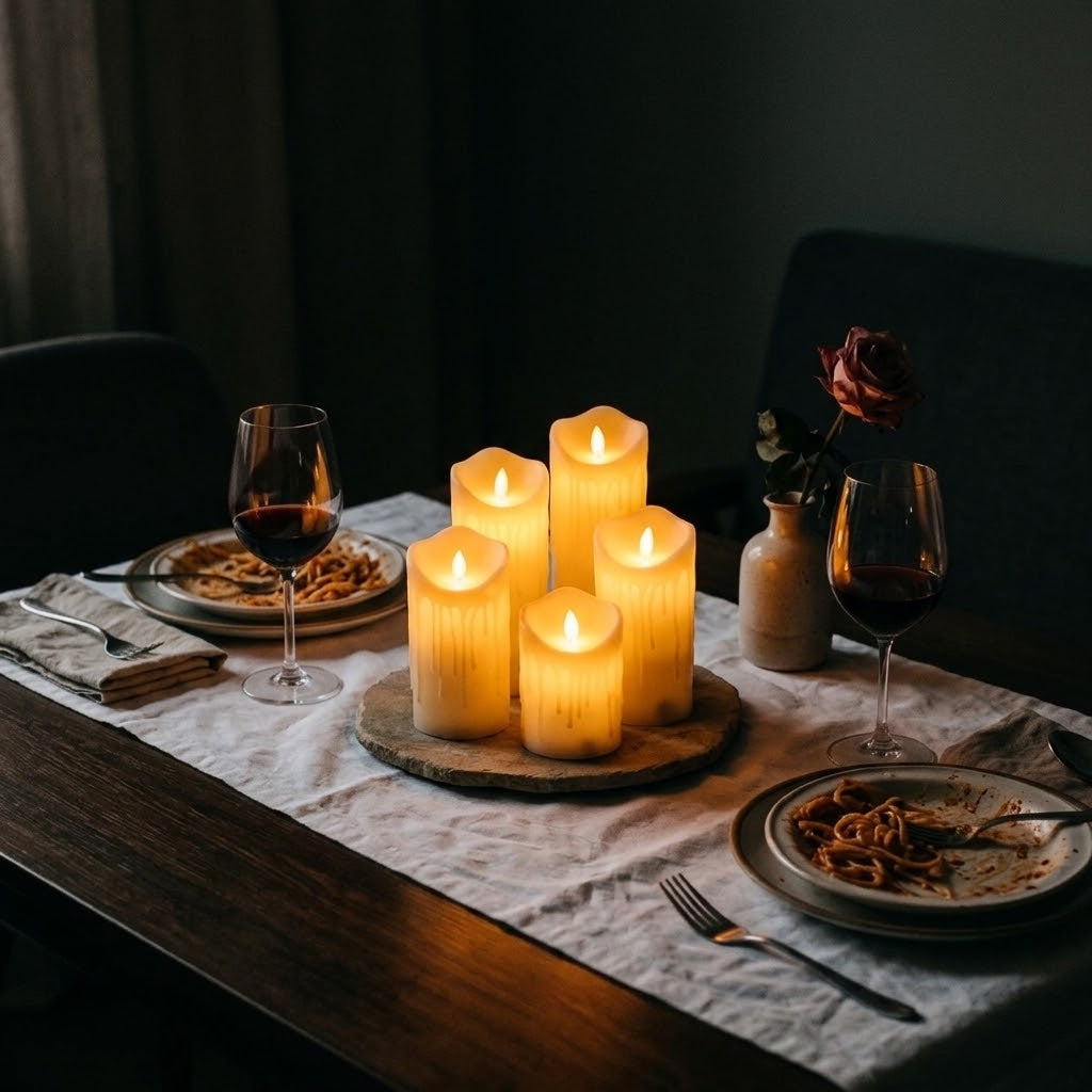 Flameless LED candles with flickering light – 6 designs, sets of 3 to 12 pieces