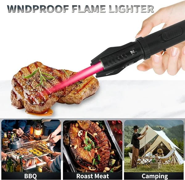 Gas lighter with 360° nozzle and metal housing