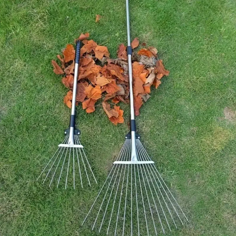 Teleskop-Gartenrechen mit verstellbarem Rechenkopf