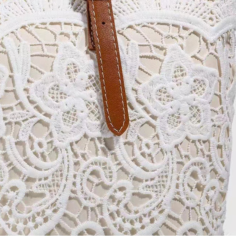 Handtasche Spitze mit Ledergriffen – Elegant und geräumig