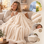 Fleece Kuscheldecke mit gerippter Struktur
