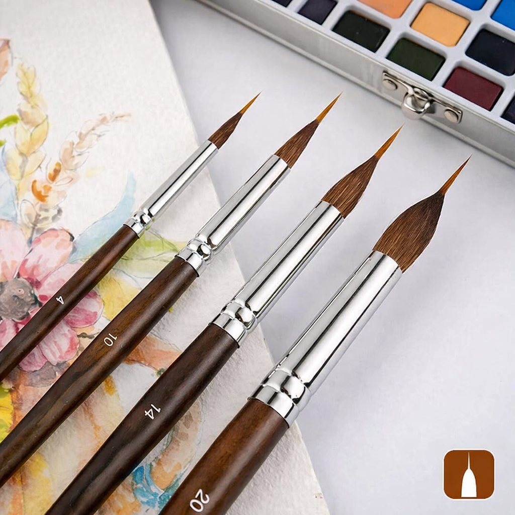 Detail Brush Set with Wooden Handle for Fine Work