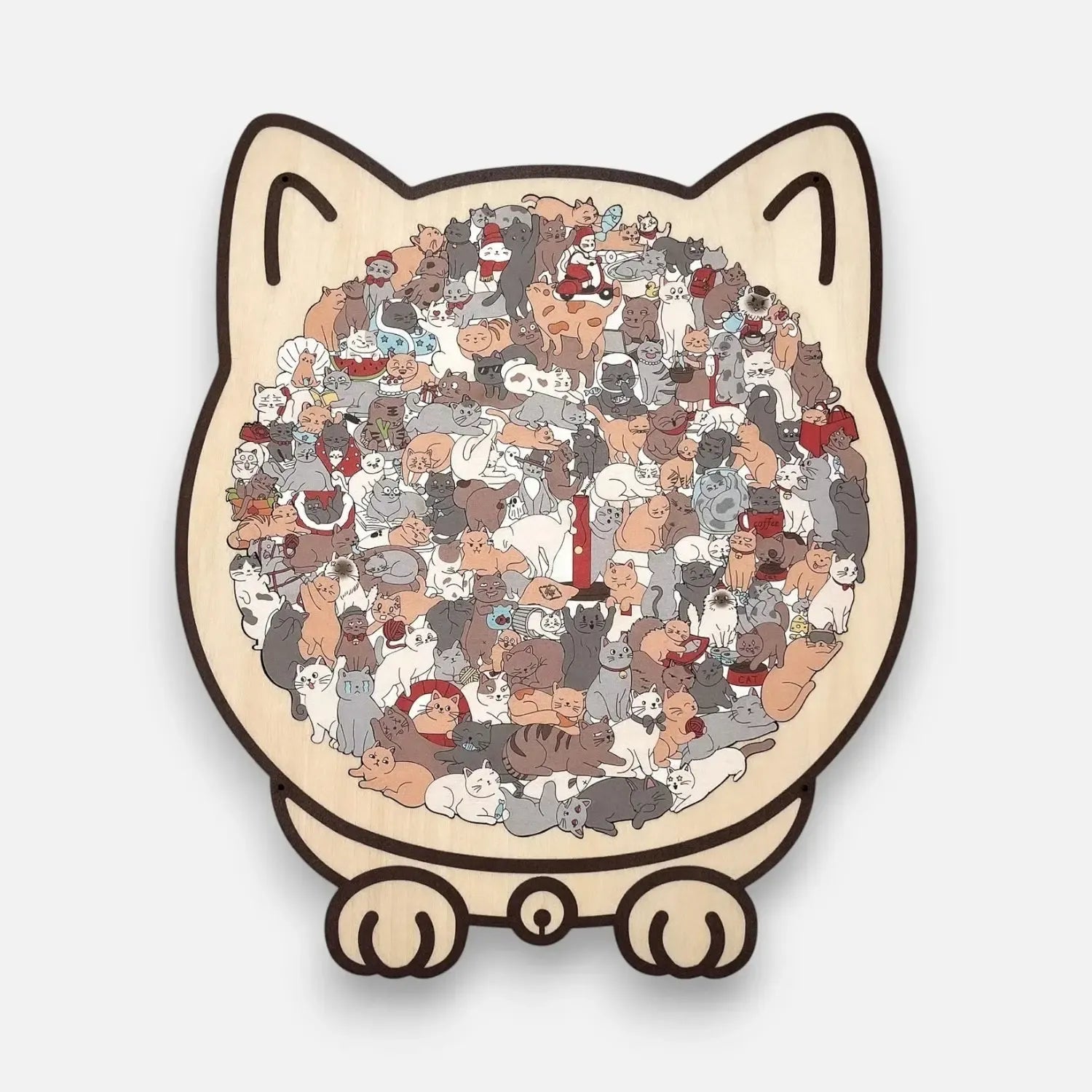 Wooden Cat Puzzle – 135 Pieces, Cat-Shaped Board