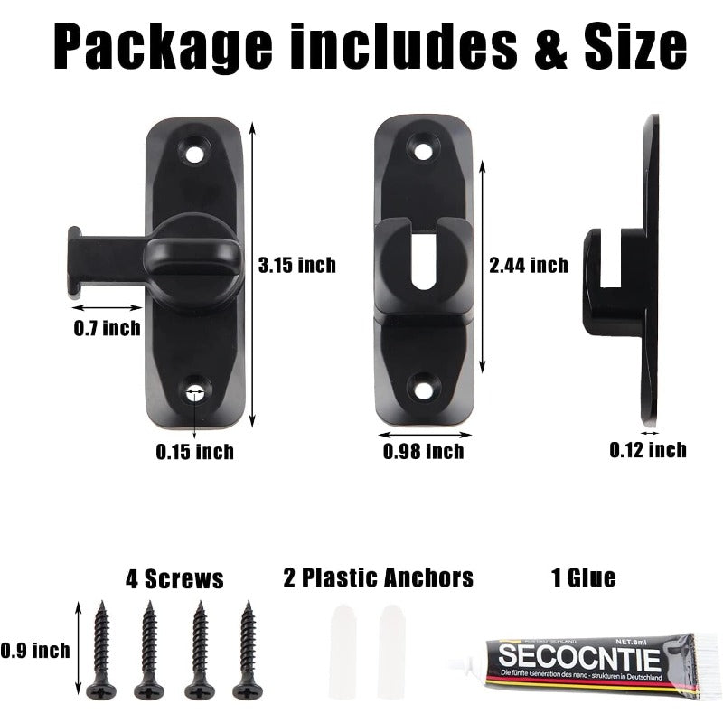 Universal latch adjustable to 90° and 180° for sliding doors