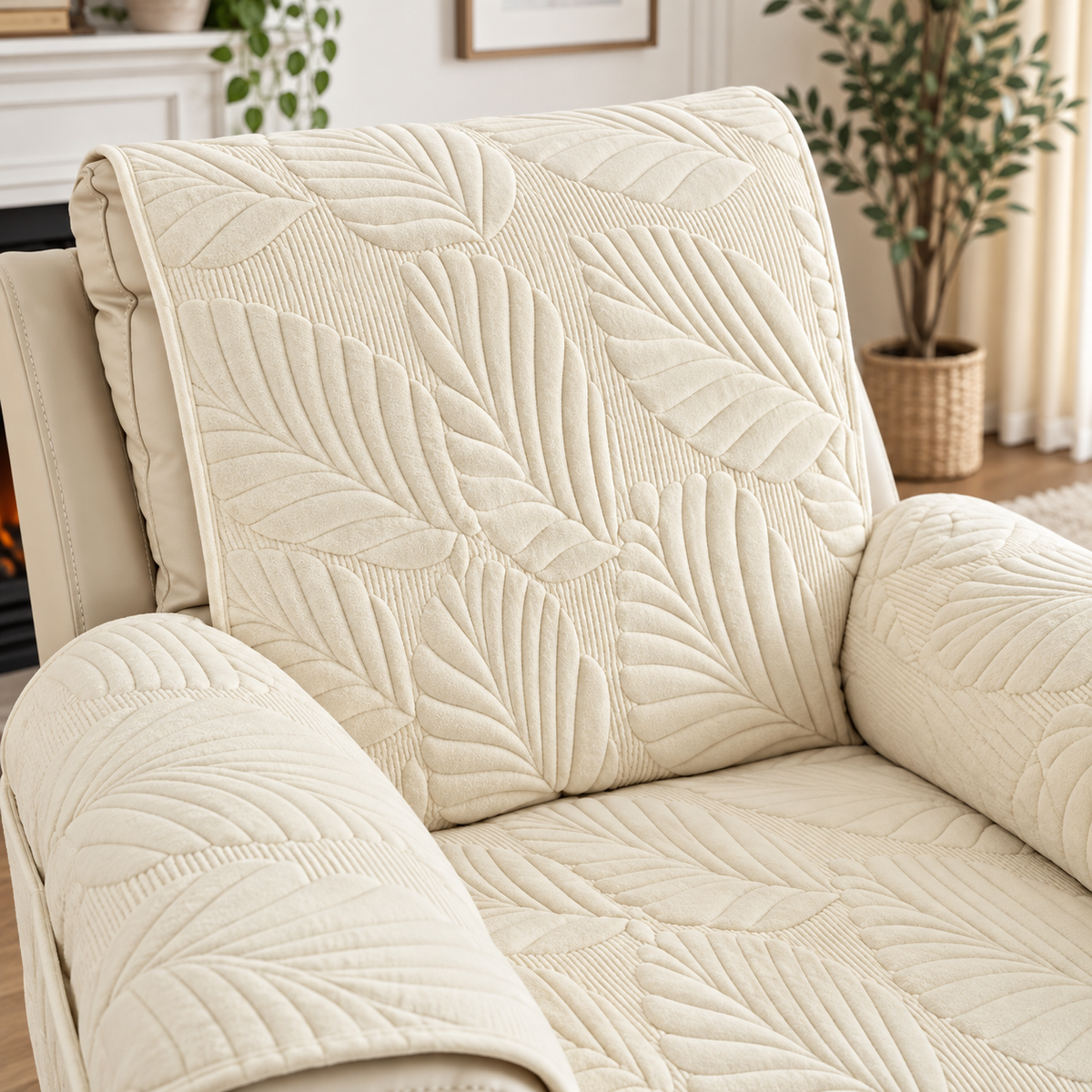 Sesselschoner Relaxsessel Blattmuster Mikrofaser