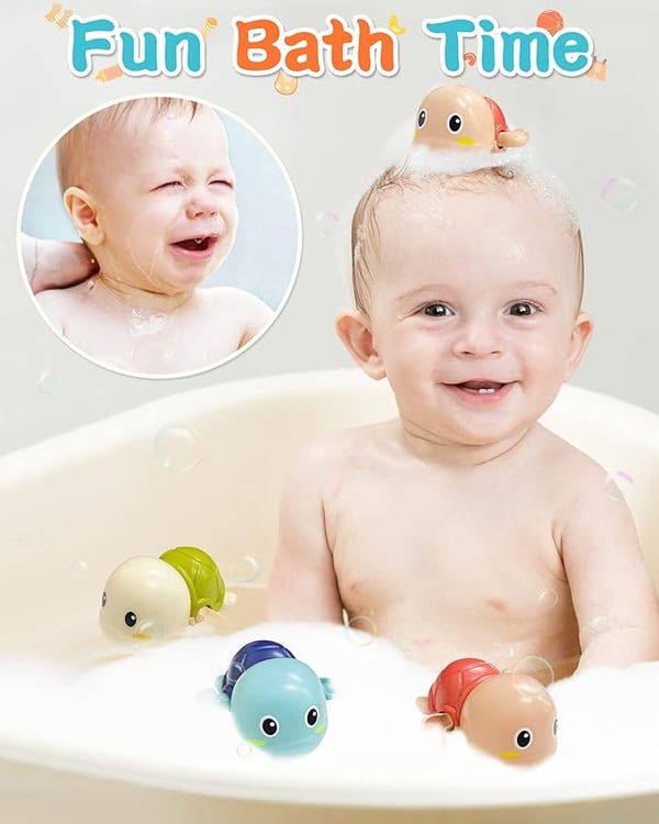 Wind-Up Swimming Turtle Bath Toy – Set of 6