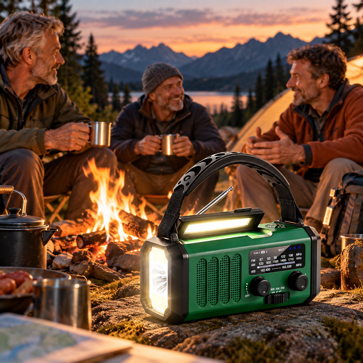 Notfallradio mit Kurbel, Solar und Powerbank-Funktion