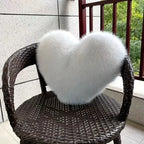 Heart-shaped soft faux fur pillow – decorative heart-shaped pillow cm