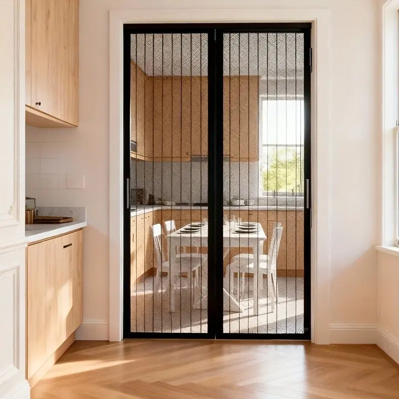 Magnetic door screen against insects – Closes automatically