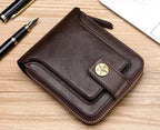 Vintage Wallet with All-Around Zipper, Card Slots & Coin Pocket