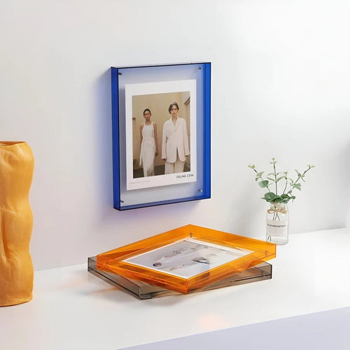 Acrylic picture frame with floating effect, in 9 translucent colors, 5 sizes