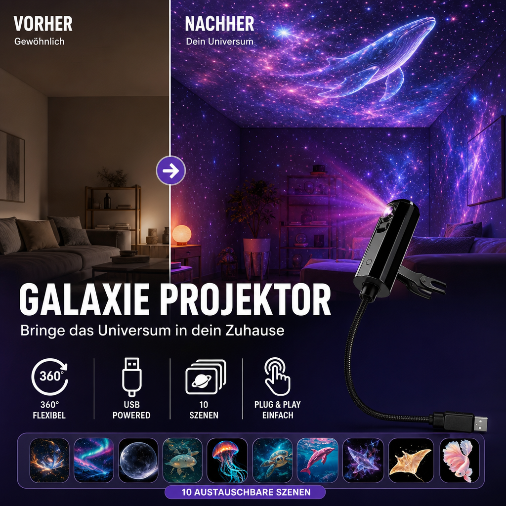 LED star projector with 10 projection inserts