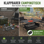 Klappbarer Campingtisch mit Rollup-Tischplatte