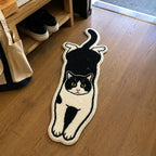 Katzen-Teppich Schwarz-Creme
