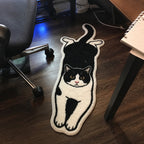 Katzen-Teppich Schwarz-Creme