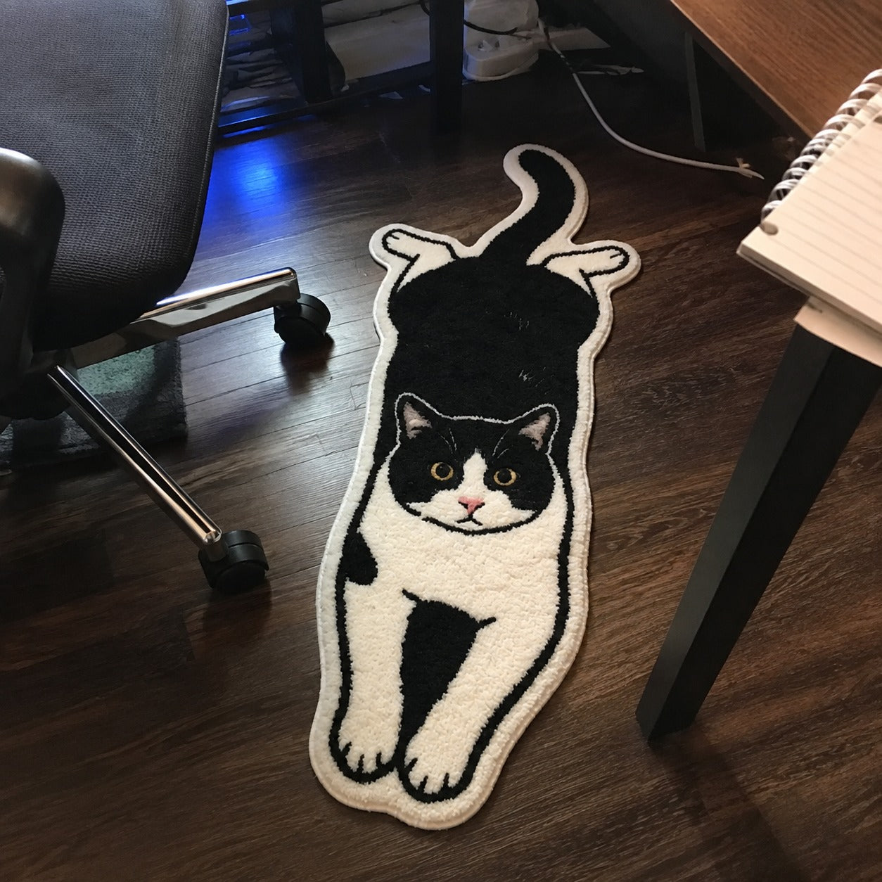 Katzen-Teppich Schwarz-Creme