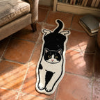 Katzen-Teppich Schwarz-Creme