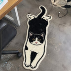 Katzen-Teppich Schwarz-Creme