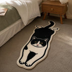 Katzen-Teppich Schwarz-Creme