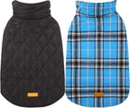 Reversible waterproof dog jacket with British check pattern
