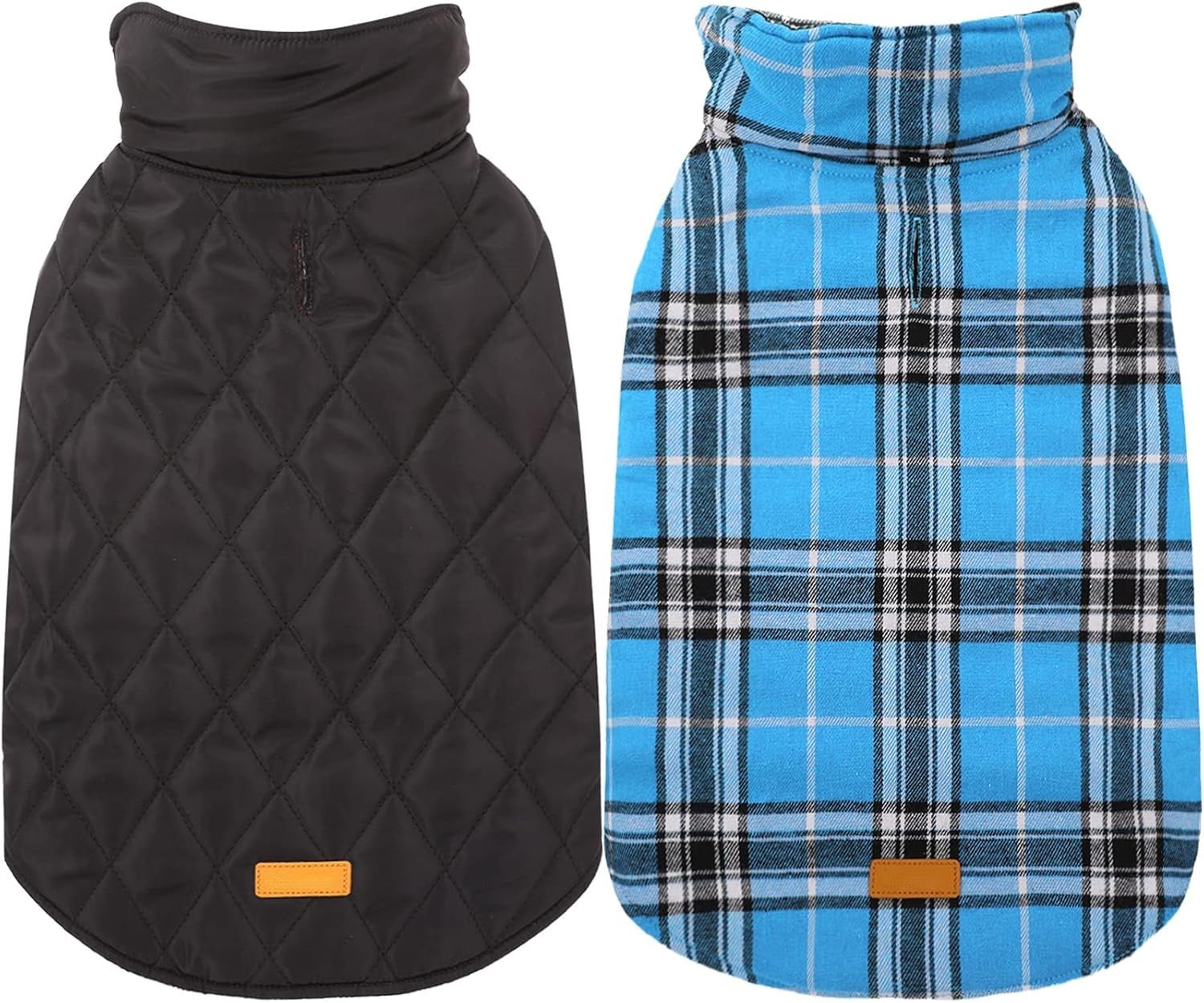 Reversible waterproof dog jacket with British check pattern