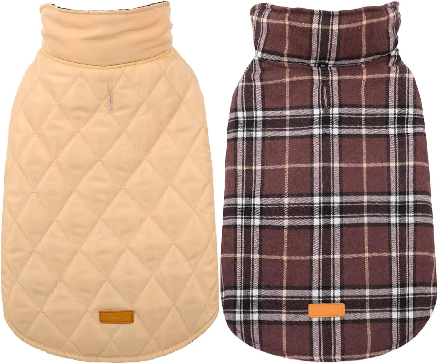 Reversible waterproof dog jacket with British check pattern