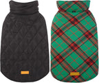 Reversible waterproof dog jacket with British check pattern