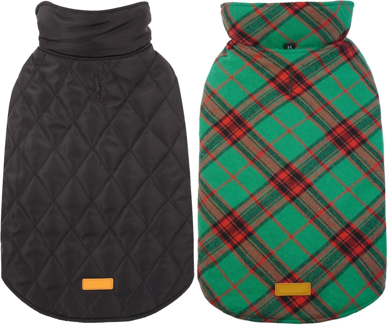 Reversible waterproof dog jacket with British check pattern