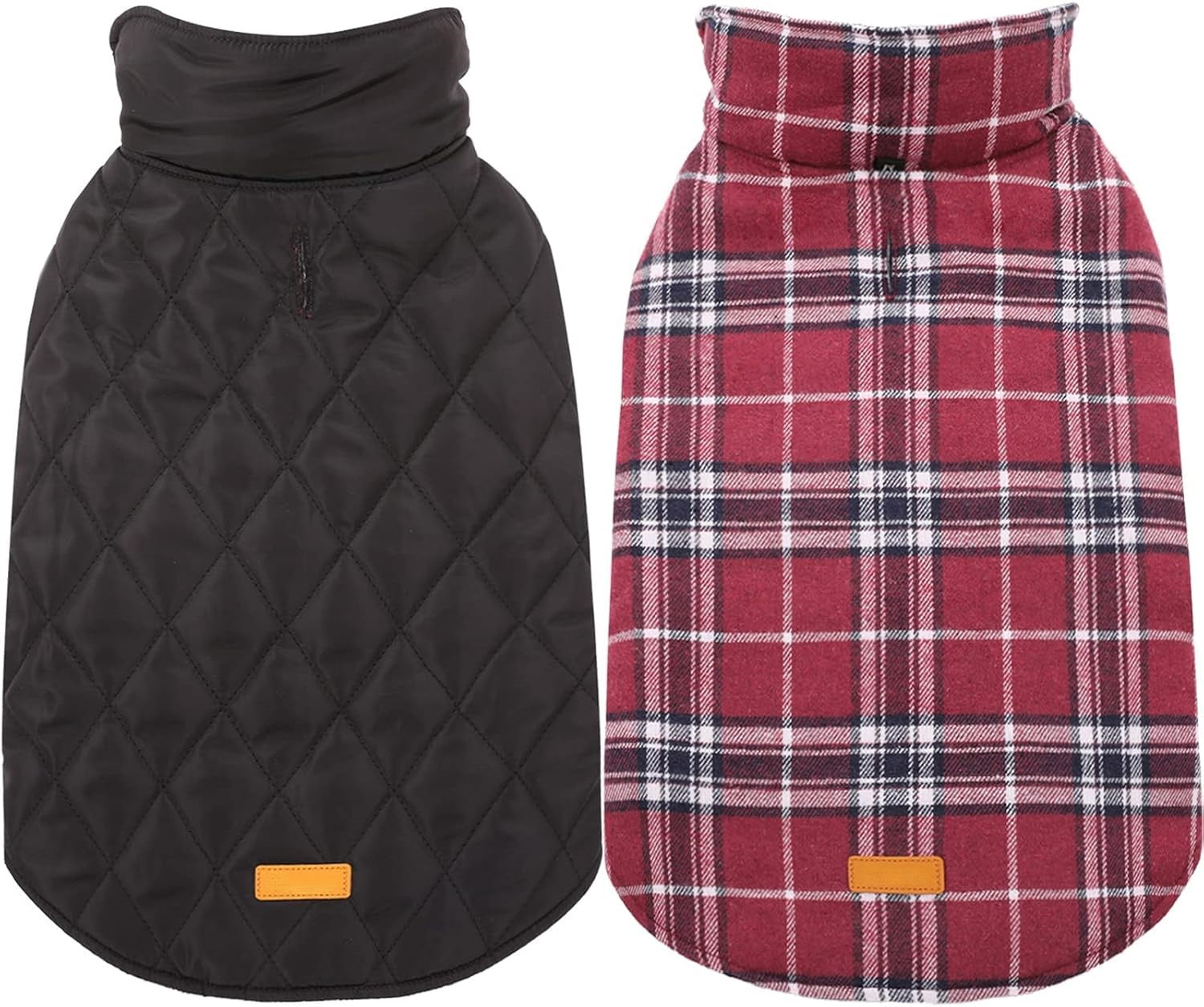 Reversible waterproof dog jacket with British check pattern