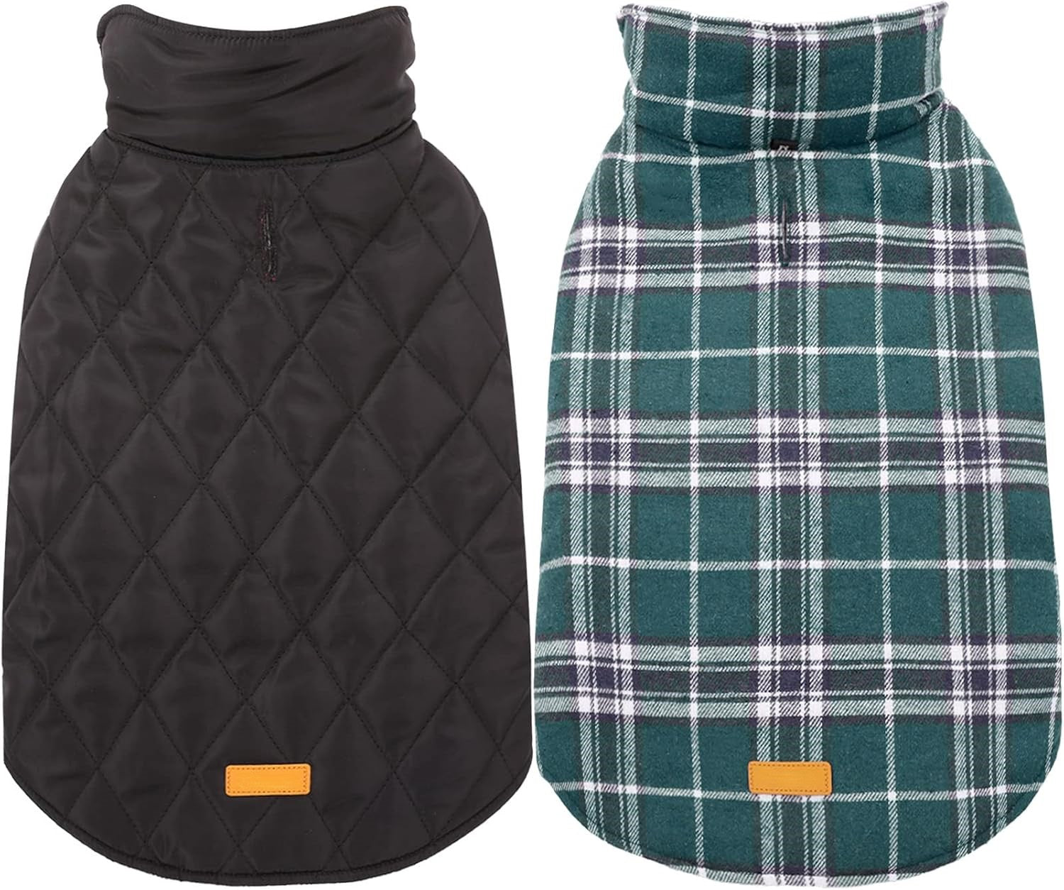 Reversible waterproof dog jacket with British check pattern
