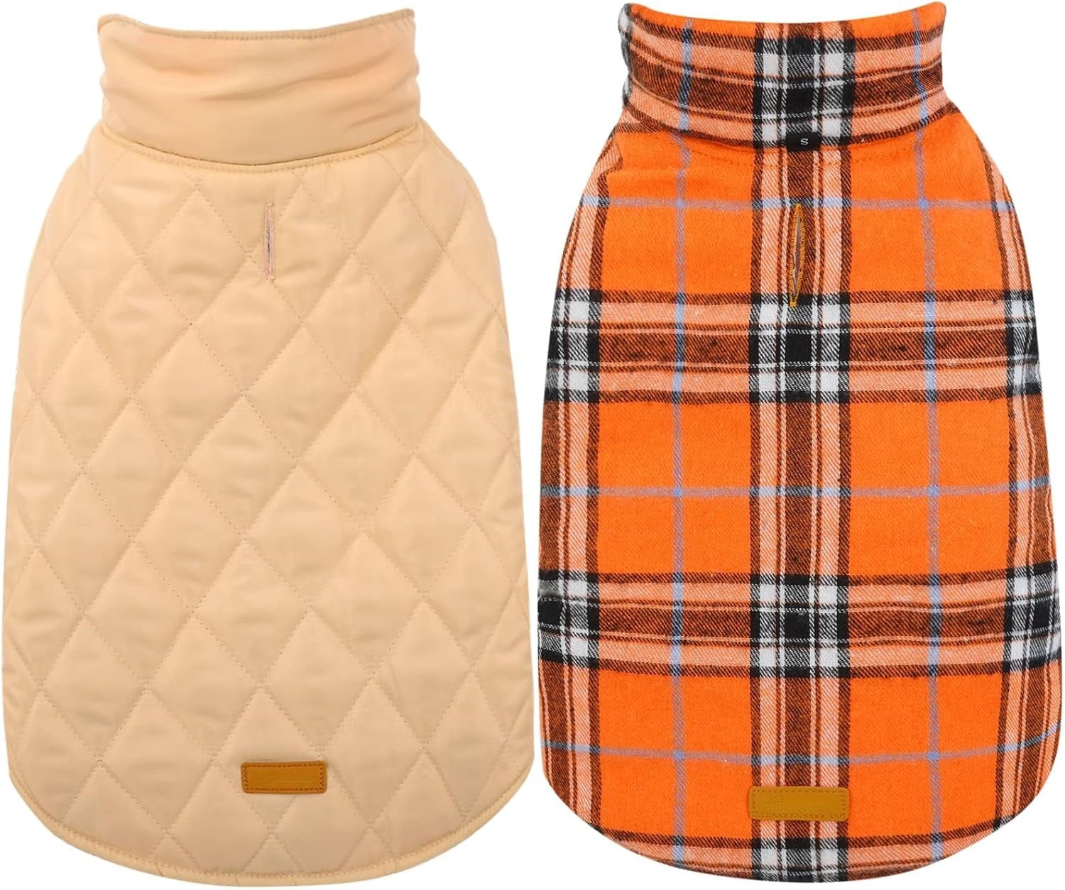 Reversible waterproof dog jacket with British check pattern