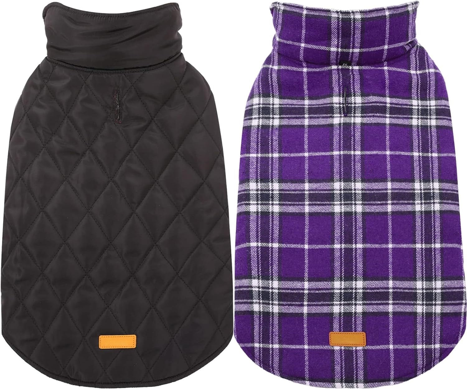Reversible waterproof dog jacket with British check pattern
