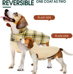 Reversible waterproof dog jacket with British check pattern