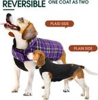Reversible waterproof dog jacket with British check pattern