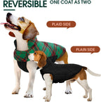 Reversible waterproof dog jacket with British check pattern