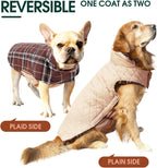Reversible waterproof dog jacket with British check pattern