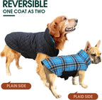 Reversible waterproof dog jacket with British check pattern