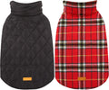 Reversible waterproof dog jacket with British check pattern