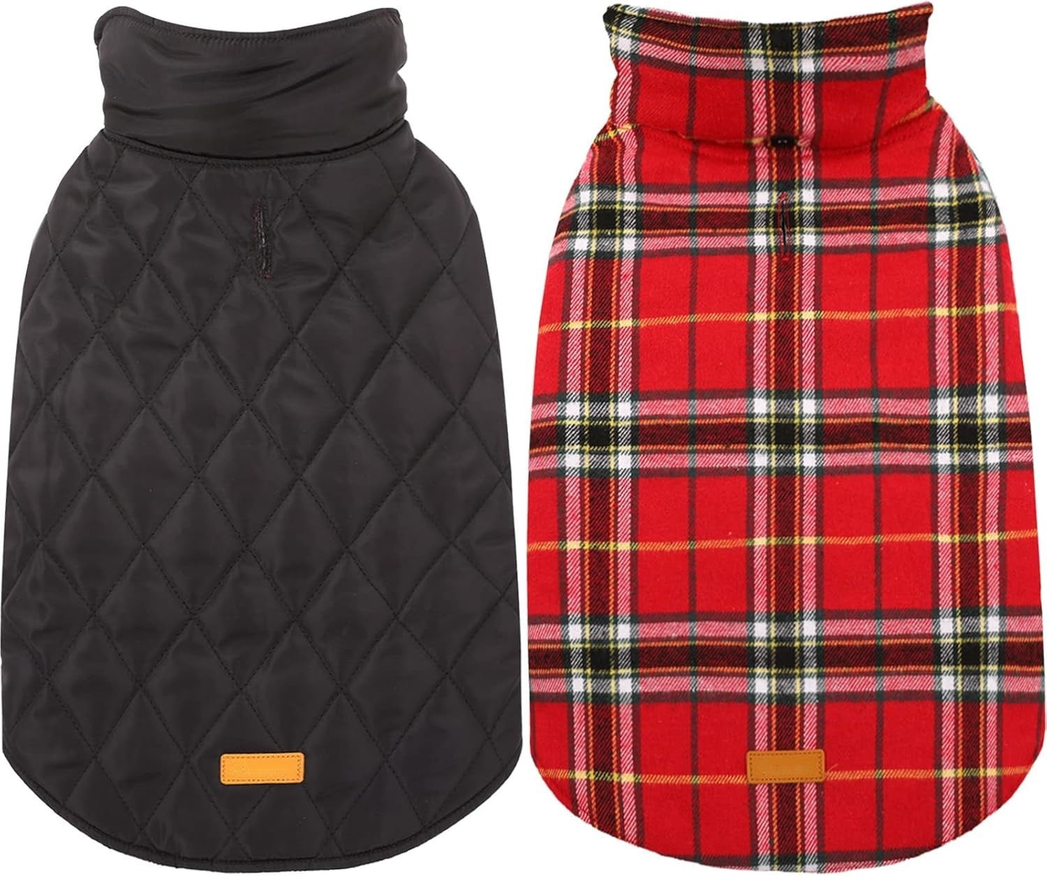 Reversible waterproof dog jacket with British check pattern