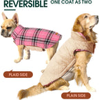 Reversible waterproof dog jacket with British check pattern