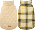 Reversible waterproof dog jacket with British check pattern