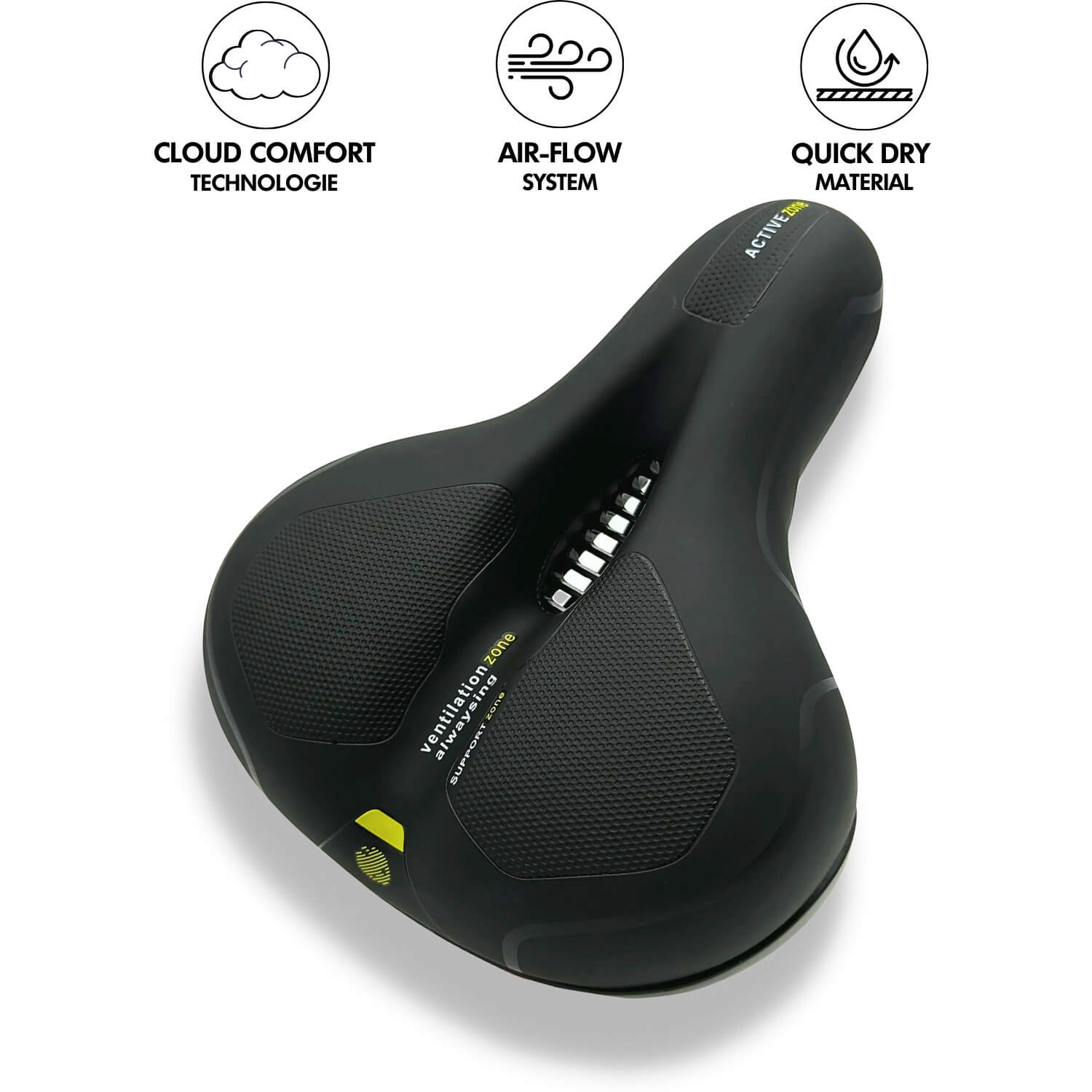 Ergonomischer Fahrradsattel mit Polsterung und Reflektorstreifen